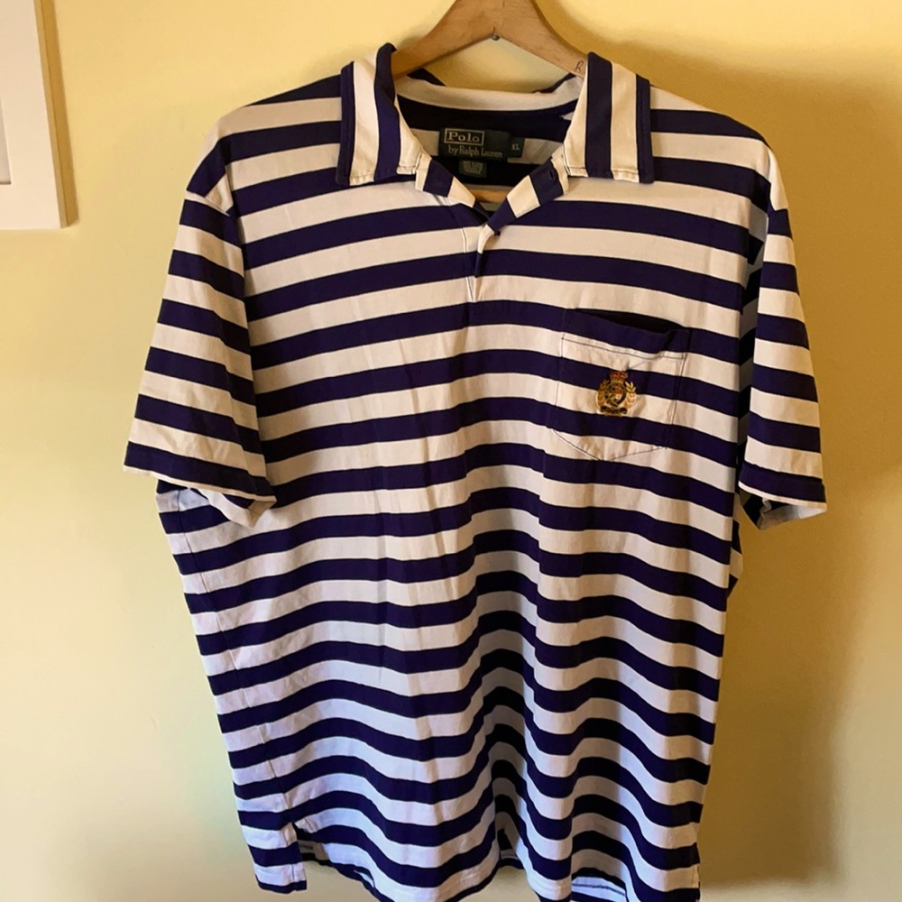 Navy blue and white striped Polo Ralph Lauren Polo